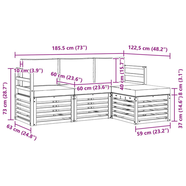 4-teilige Outdoor Sofagarnitur Akazie