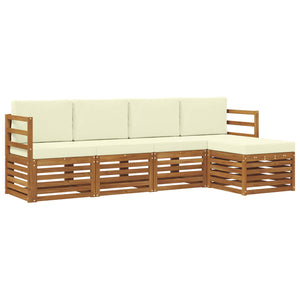 vidaXL Sofa Sets 5 pcs Natural and Cream Solid Acacia Wood