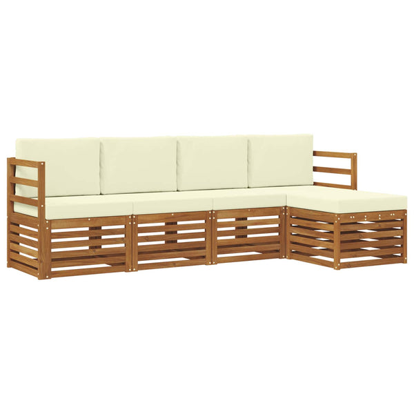 vidaXL Sofa Sets 5 pcs Natural and Cream Solid Acacia Wood