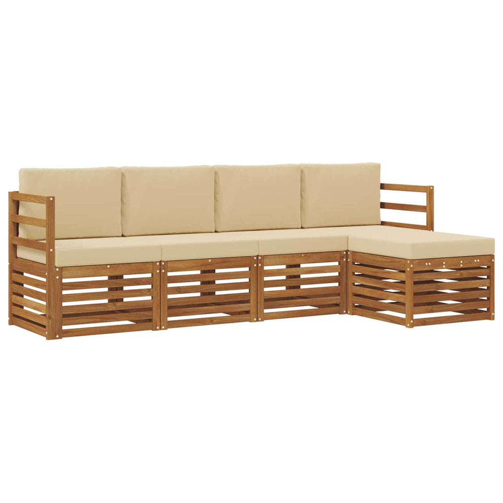 vidaXL Sofa Sets 5 pcs Natural and Beige Solid Acacia Wood