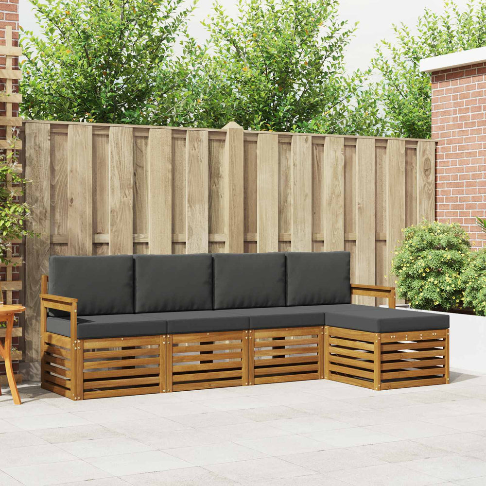 vidaXL Sofa Sets 5 pcs Natural and Anthracite Solid Acacia Wood
