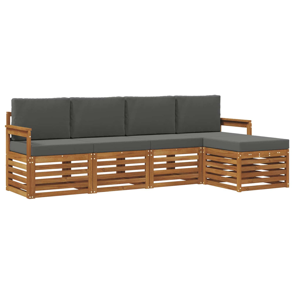 vidaXL Sofa Sets 5 pcs Natural and Anthracite Solid Acacia Wood