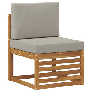 vidaXL Sofa Set 4 pcs Natural and Light Grey Solid Acacia Wood