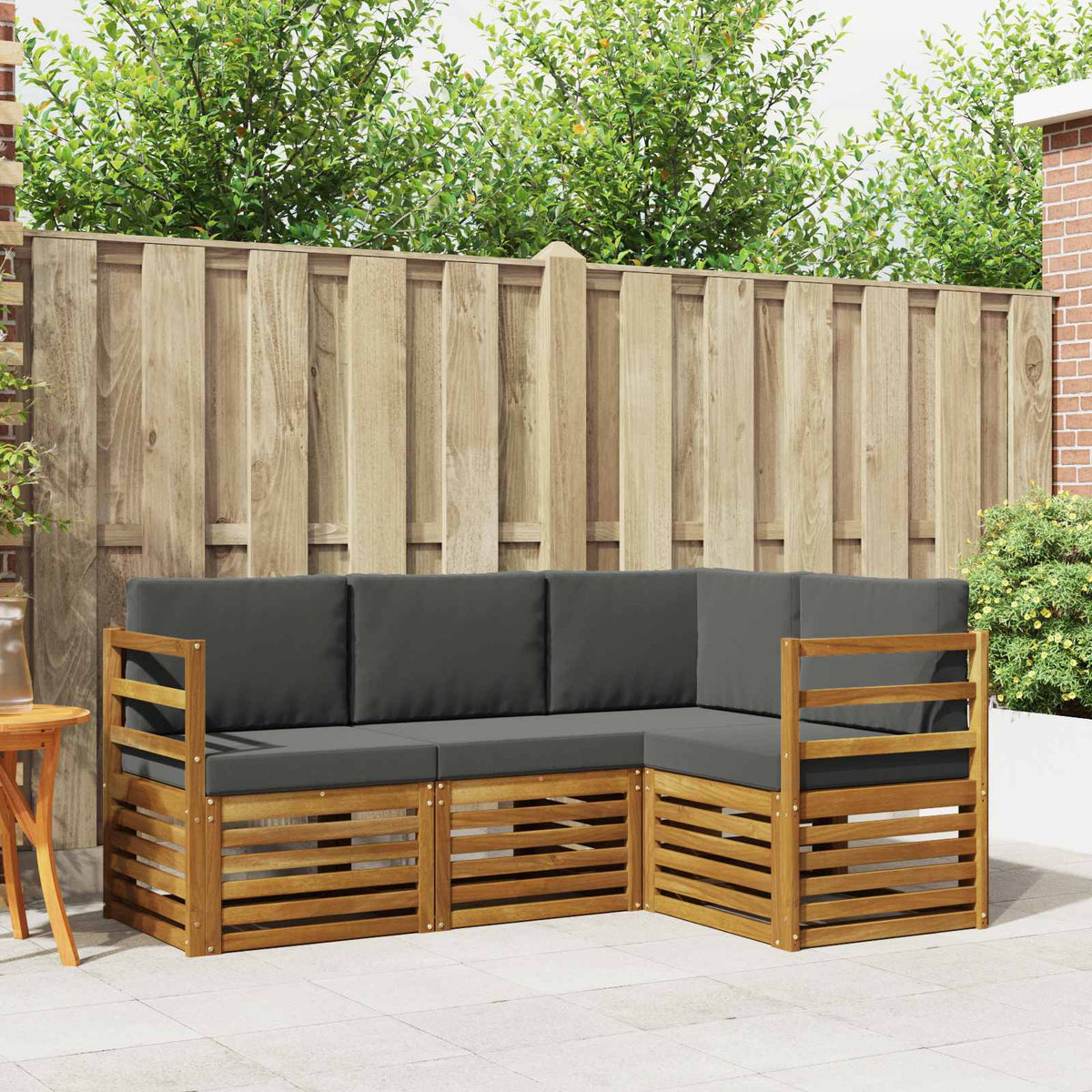 vidaXL Sofa Sets 4 pcs Natural and Anthracite Solid Acacia Wood