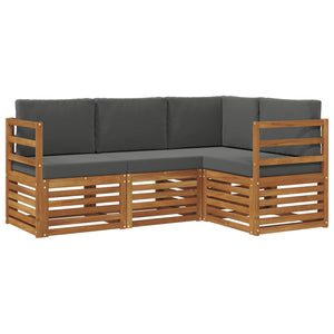 vidaXL Sofa Sets 4 pcs Natural and Anthracite Solid Acacia Wood