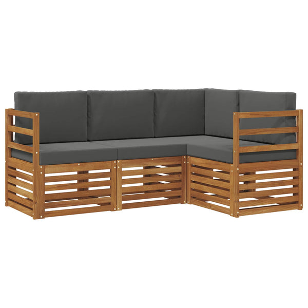 vidaXL Sofa Sets 4 pcs Natural and Anthracite Solid Acacia Wood