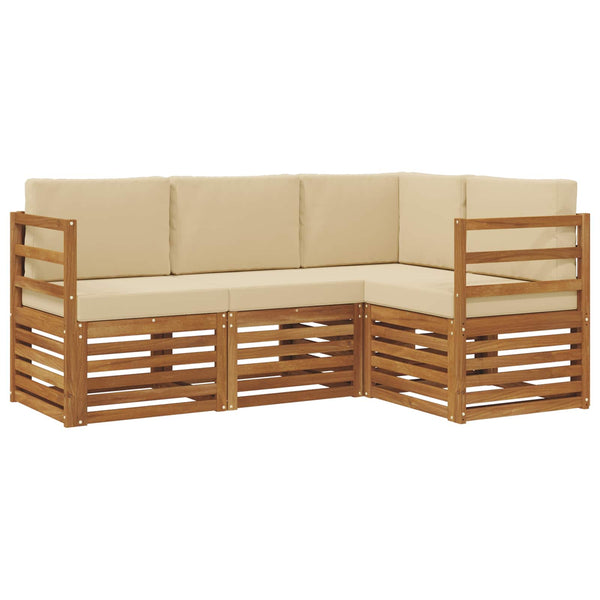 vidaXL Sofa Set 4 pcs Natural and Beige Solid Acacia Wood
