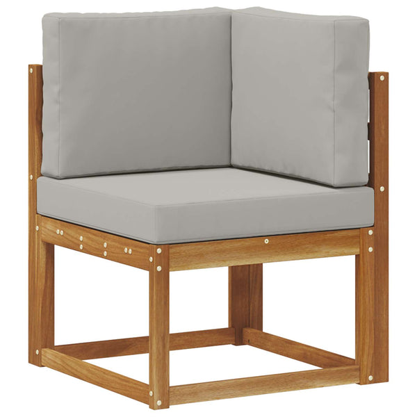vidaXL Corner Sofa Set 5 pcs Natural and Light Grey Solid Acacia Wood