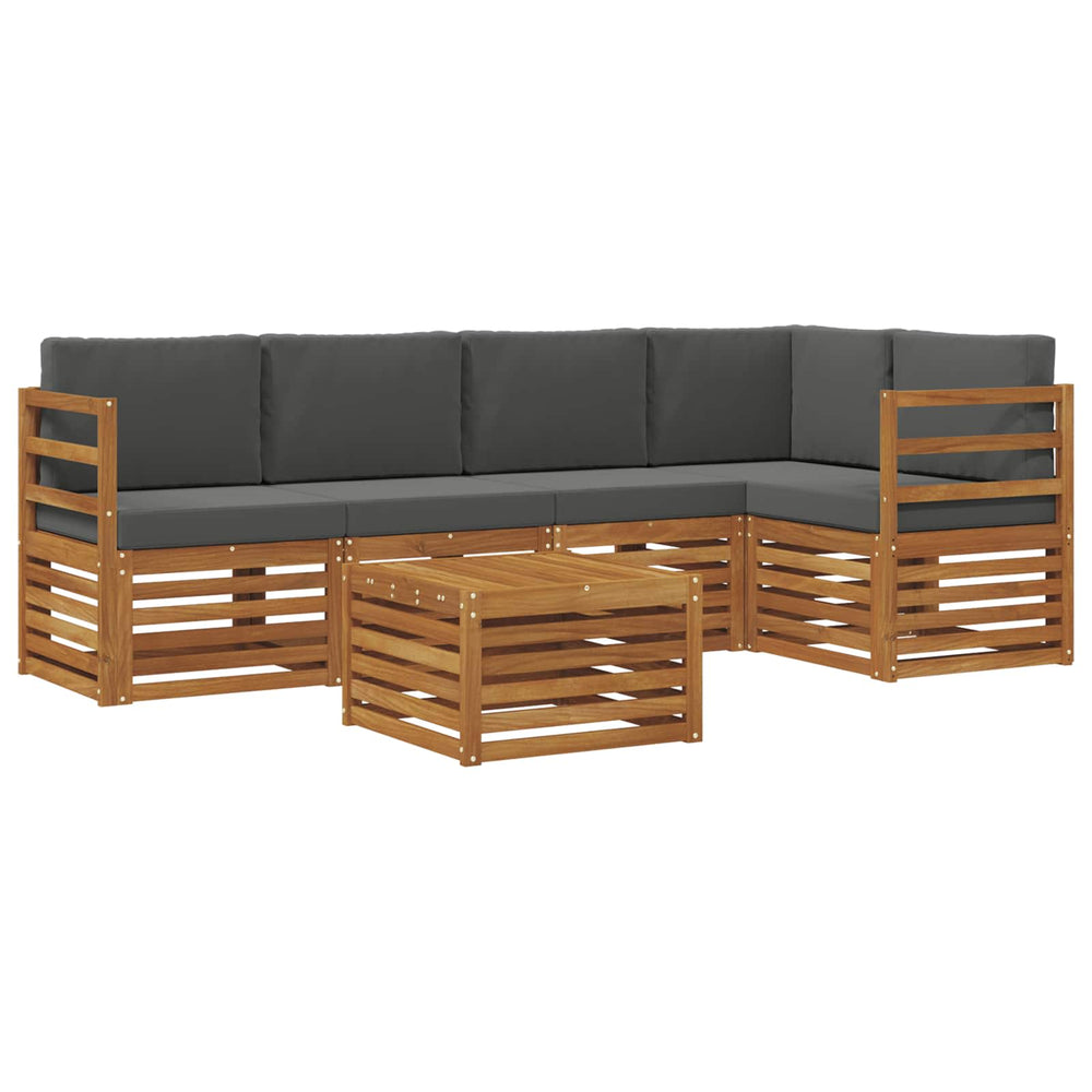 vidaXL Corner Sofa Set 6 pcs Natural and Anthracite Solid Acacia Wood