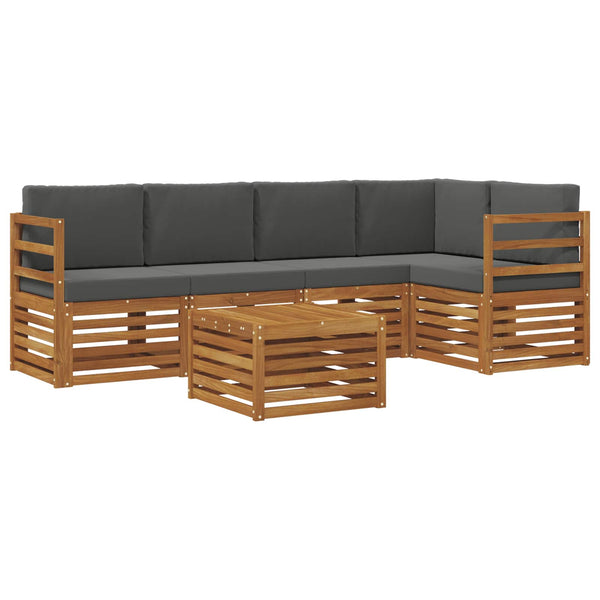 vidaXL Corner Sofa Set 6 pcs Natural and Anthracite Solid Acacia Wood