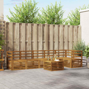 vidaXL 7-Piece Corner Sofa Set Natural Solid Acacia Wood