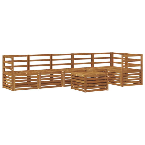 vidaXL 7-Piece Corner Sofa Set Natural Solid Acacia Wood