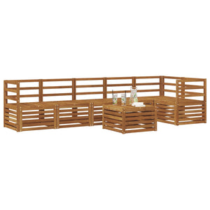 vidaXL 7-Piece Corner Sofa Set Natural Solid Acacia Wood