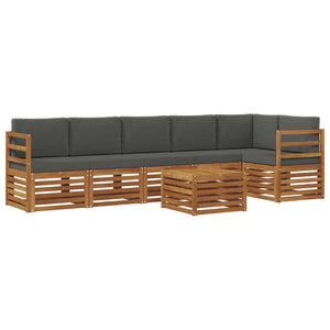 vidaXL 7-Piece Corner Sofa Set Natural and Anthracite Solid Acacia Wood