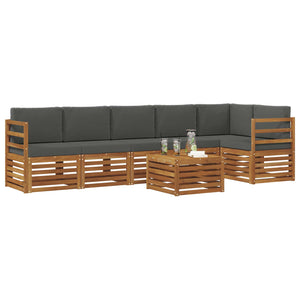vidaXL 7-Piece Corner Sofa Set Natural and Anthracite Solid Acacia Wood