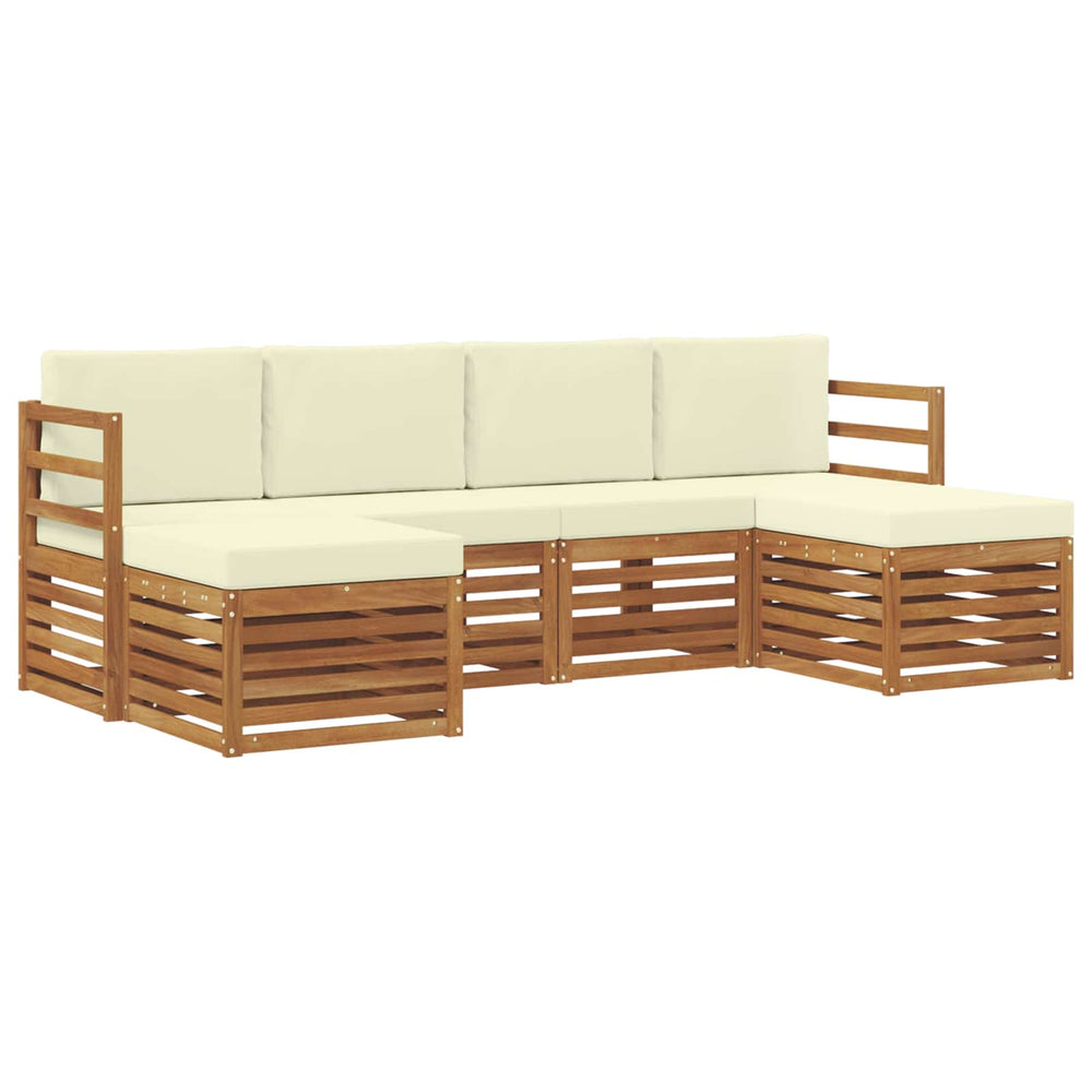 6-teilige Sofagarnitur Akazie Natur/Creme