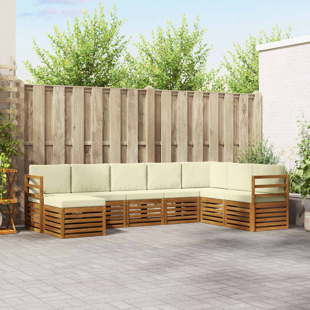 Ecksofa Set Akazie mit Kissen, 8-teilig