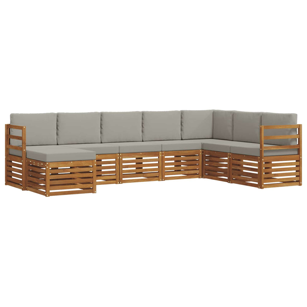 Ecksofa Set 8-teilig Akazie Hellgrau