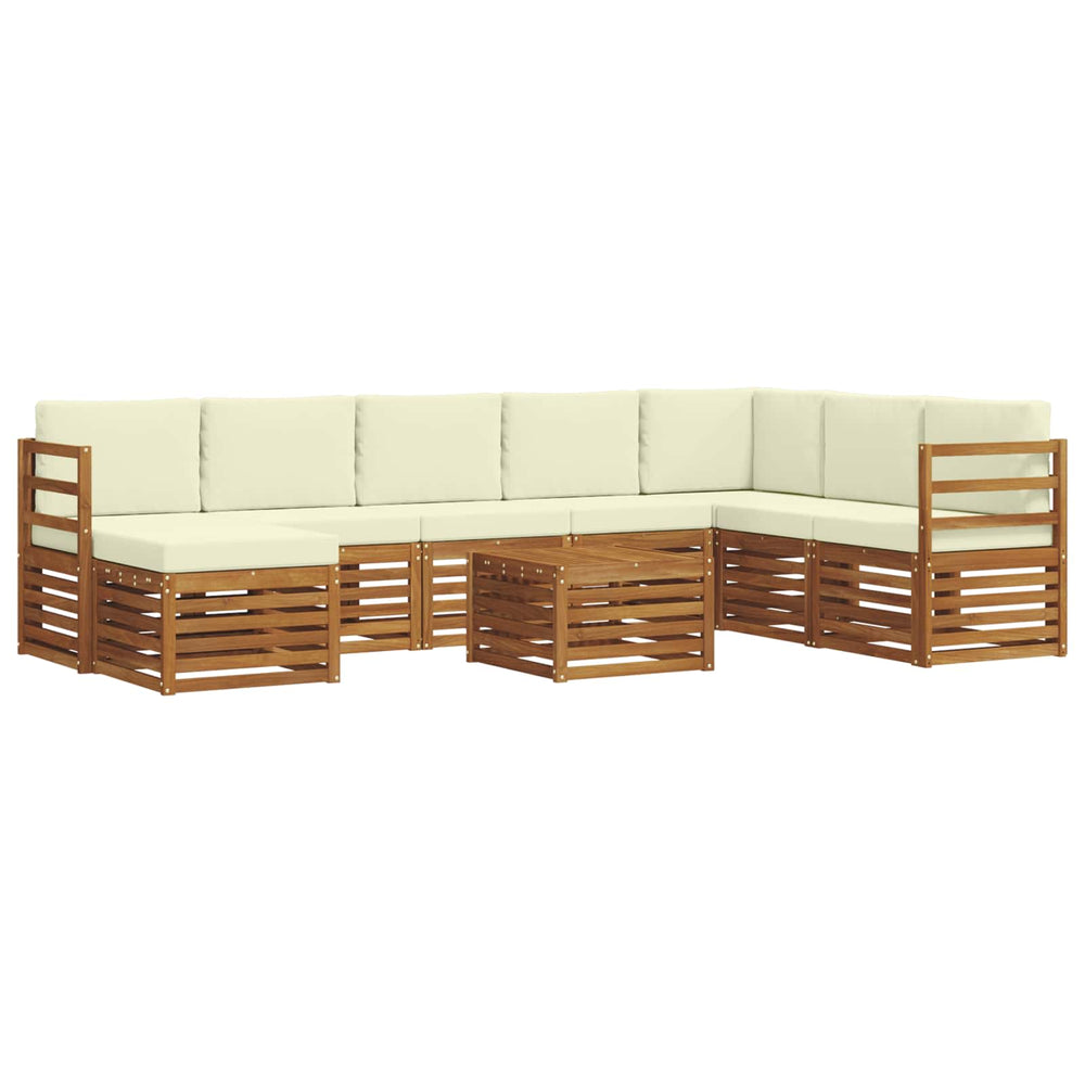 Ecksofa Set Akazie mit Kissen, 9-teilig