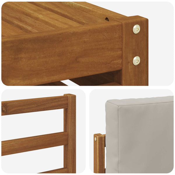 Ecksofa Set 9-teilig Akazie Hellgrau