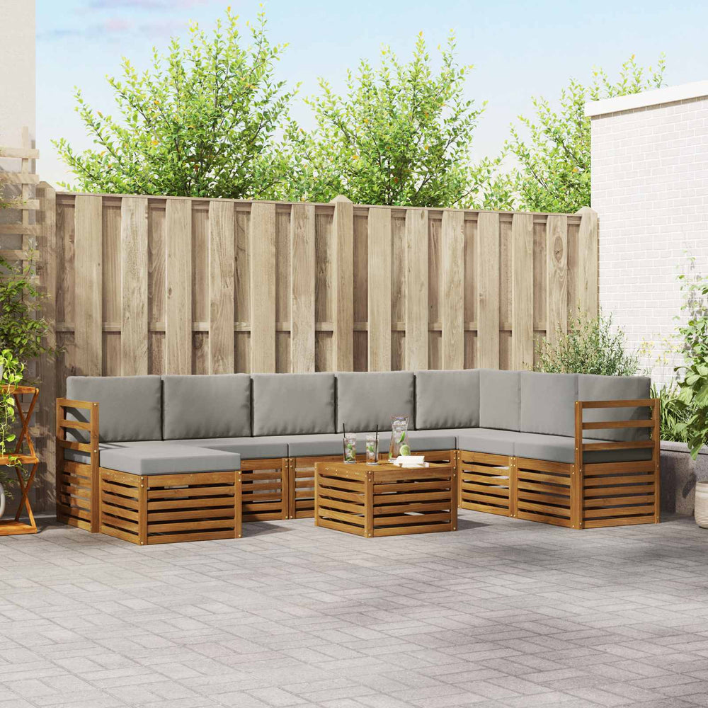 Ecksofa Set 9-teilig Akazie Hellgrau
