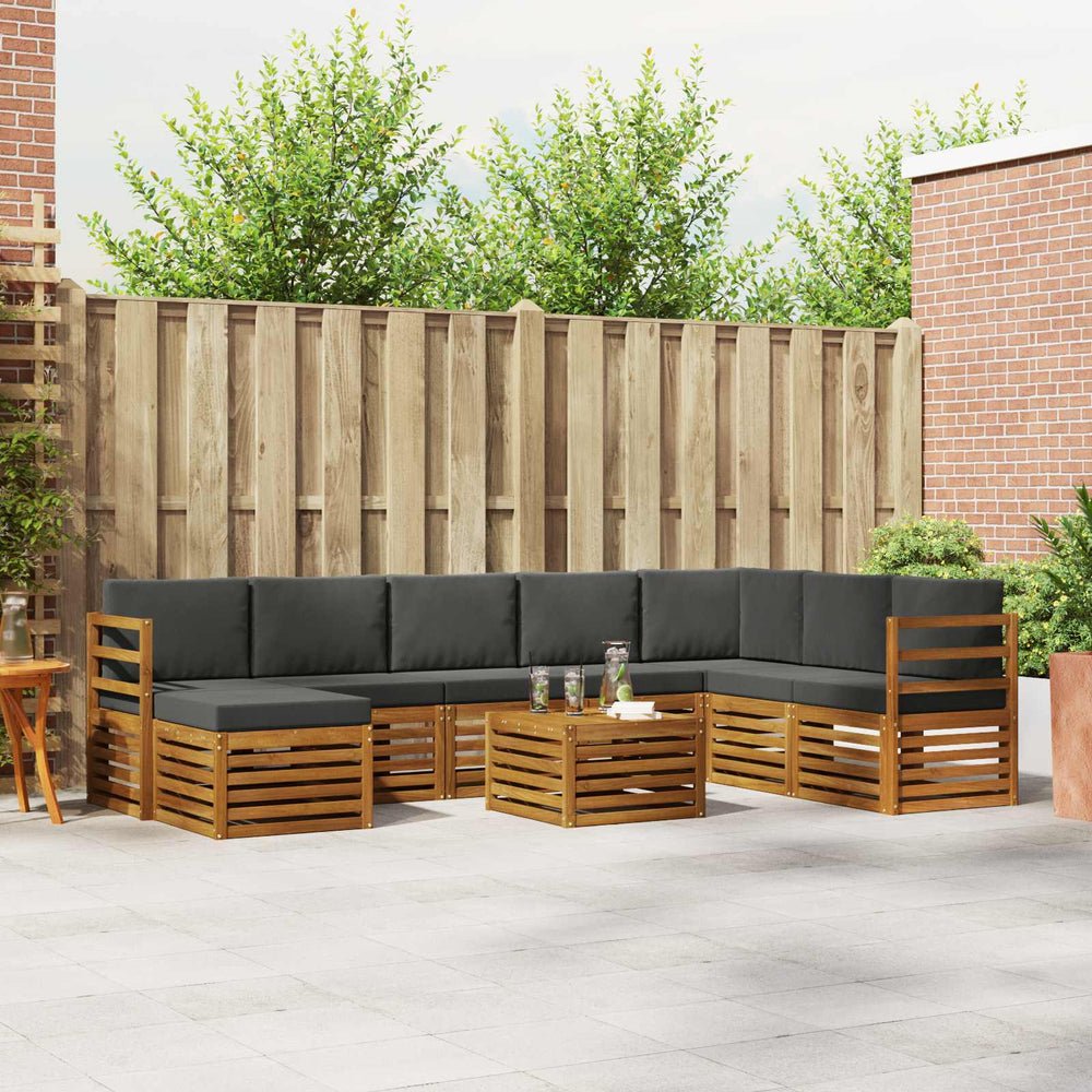 Akazie Ecksofa Set 9-teilig Natur/Anthrazit