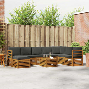 Akazie Ecksofa Set 9-teilig Natur/Anthrazit