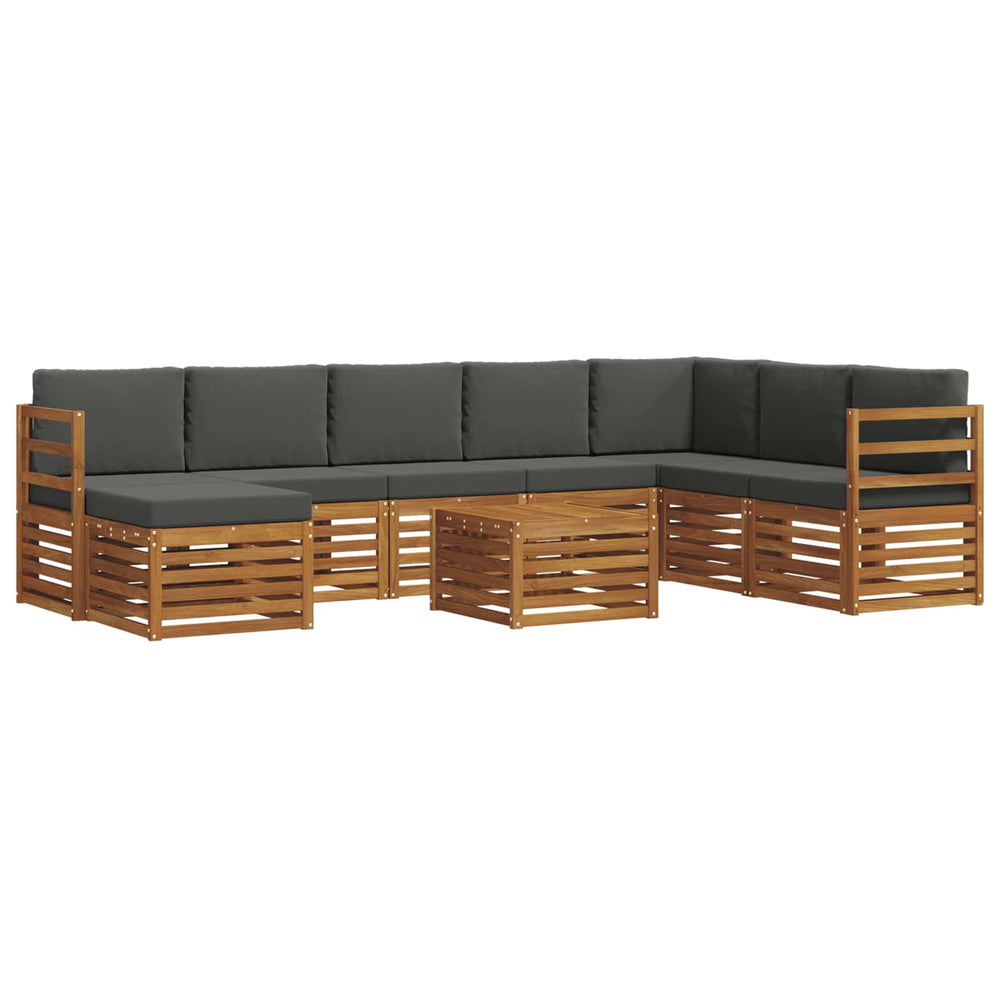 Akazie Ecksofa Set 9-teilig Natur/Anthrazit