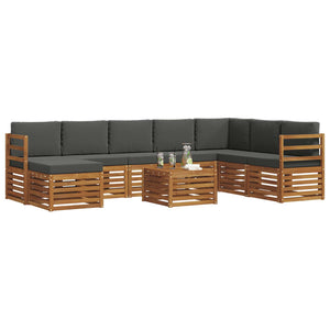 Akazie Ecksofa Set 9-teilig Natur/Anthrazit