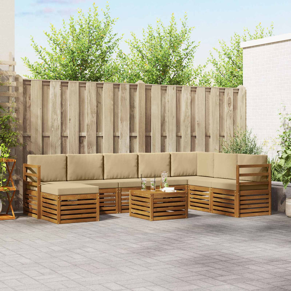Ecksofa Set Akazie Massivholz mit Kissen