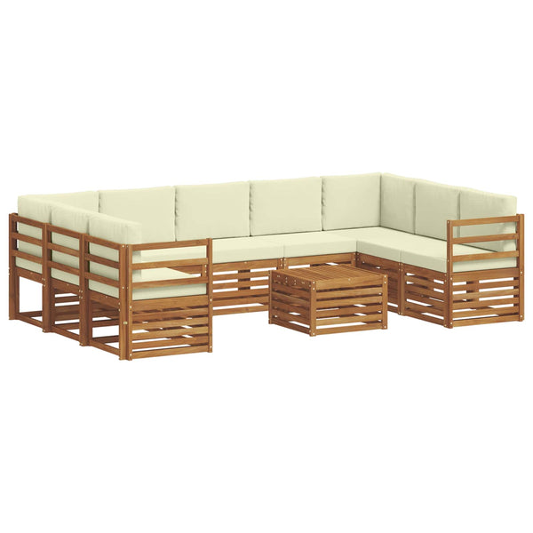 10-teilige Sofagarnitur Akazie Natur Creme