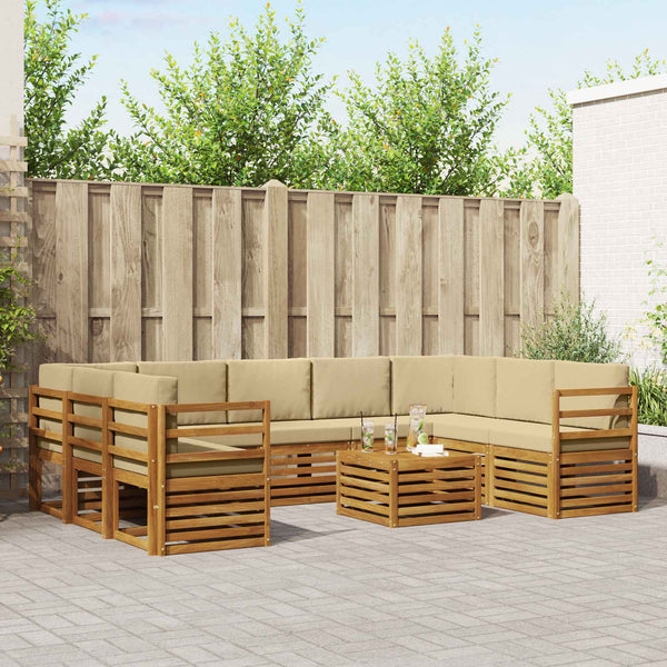 Akazie Sofagarnitur 10-teilig Natur Beige
