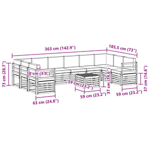 Ecksofa Set 11-teilig Akazie Hellgrau