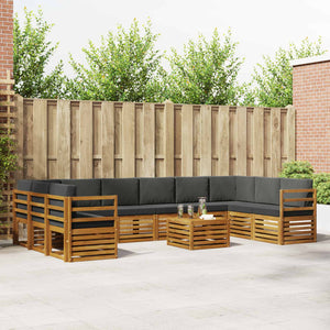 Ecksofa Set 11-teilig Akazie Natur Anthrazit