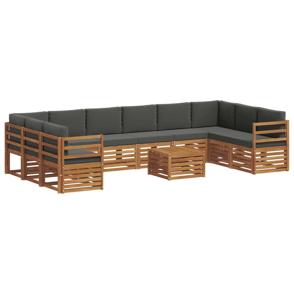 Ecksofa Set 11-teilig Akazie Natur Anthrazit
