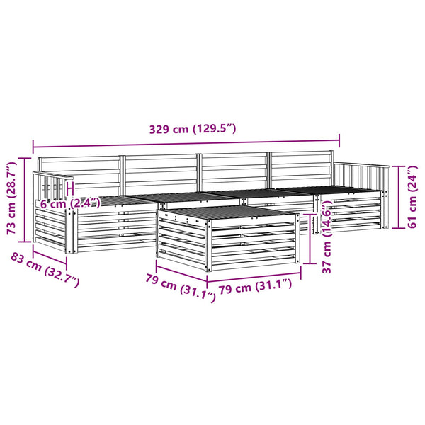 vidaXL Outdoor Sofa Set 5 pcs Natural