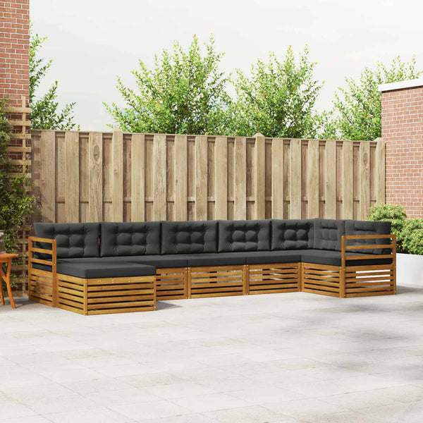 vidaXL Sofa Set 7 pcs Natural and Anthracite Solid Acacia Wood