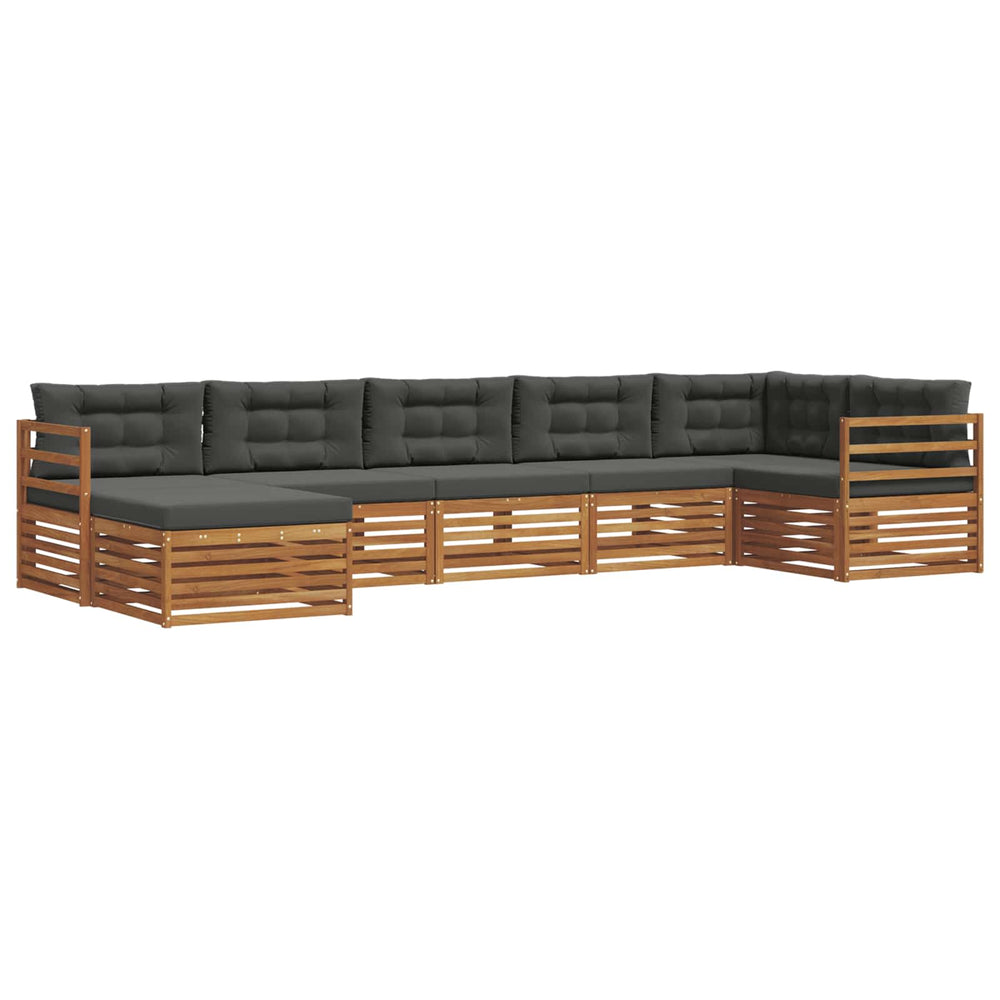 vidaXL Sofa Set 7 pcs Natural and Anthracite Solid Acacia Wood