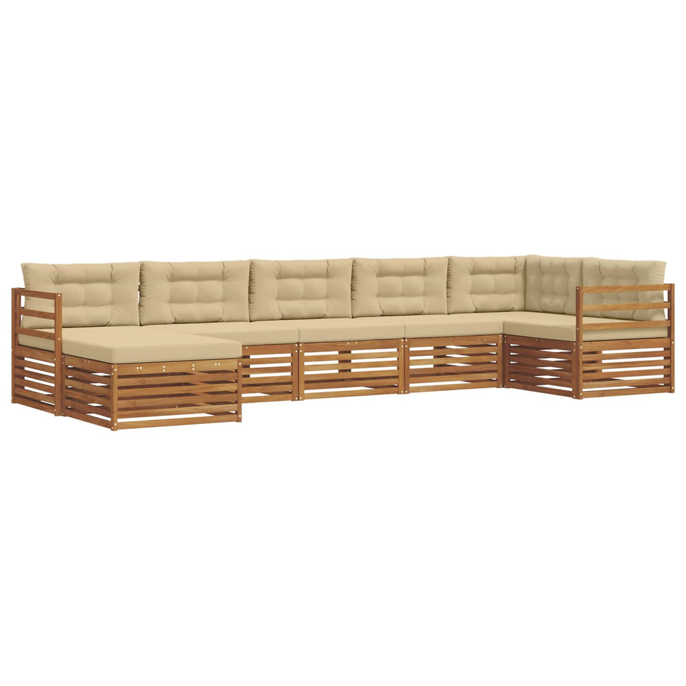vidaXL Sofa Set 7 pcs Natural and Beige Solid Acacia Wood