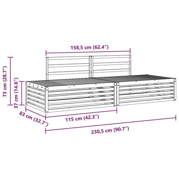 vidaXL Outdoor Sofa Set 2 Pieces Natural 203.5 x 83 x 73 cm