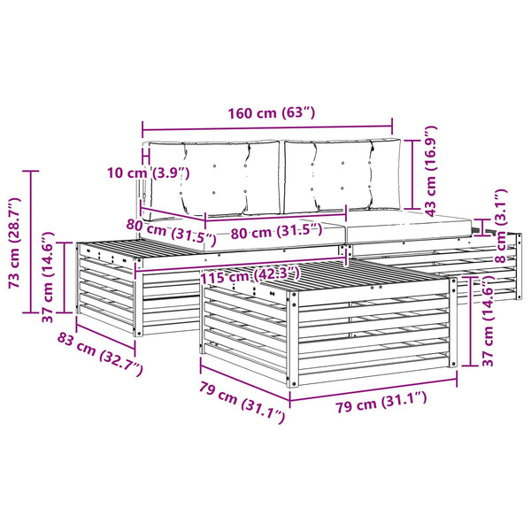 Outdoor Sofa Set Natur Creme 3-teilig