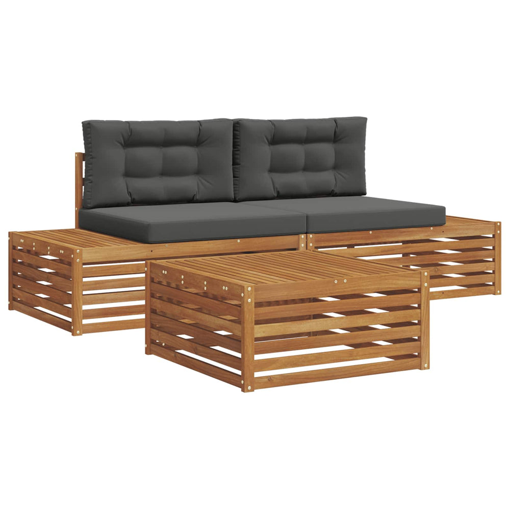 Outdoor Sofagarnitur 3-teilig Akazie Natur/Anthrazit