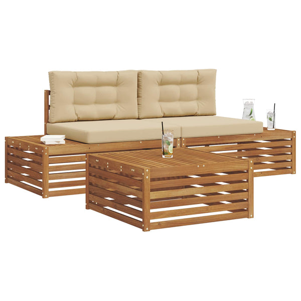 Outdoor Sofagarnitur mit Kissen, Natur/Beige