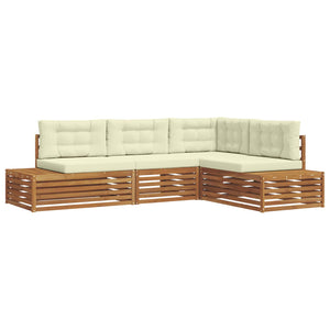 Outdoor Sofa Set Akazie Natur Creme 4-teilig