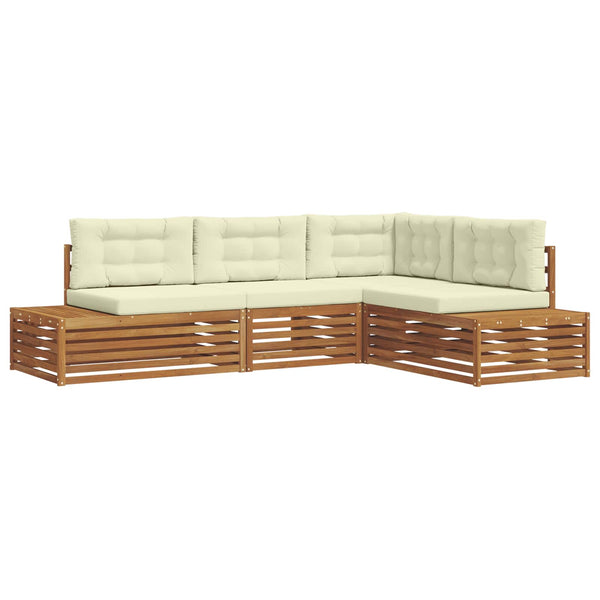 Outdoor Sofa Set Akazie Natur Creme 4-teilig
