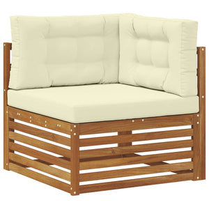 Outdoor Sofa Set Akazie Natur Creme 4-teilig