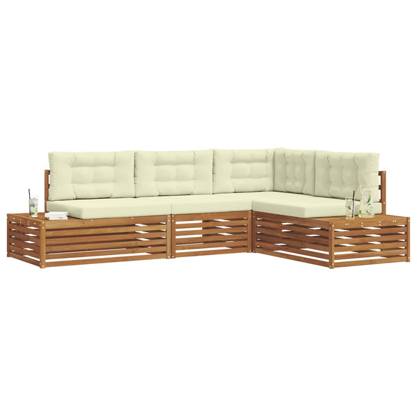 Outdoor Sofa Set Akazie Natur Creme 4-teilig