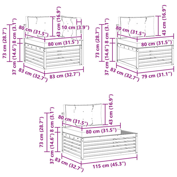Outdoor Sofa Set Akazie Natur Creme 4-teilig