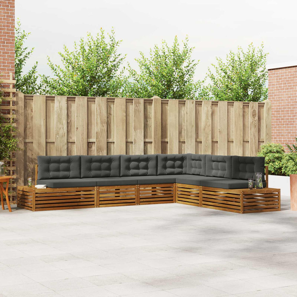 Outdoor Sofagarnitur 6-teilig Akazie Natur Anthrazit