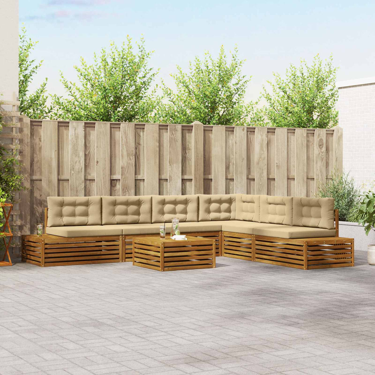 Outdoor Sofa-Set mit Kissen, 7-teilig